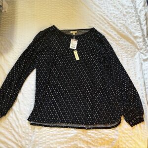 Max Studio Black Printed Long Sleeve Blouse